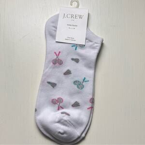 J.Crew White and Pink  Badminton Design Ankle Socks NWT Sz OS